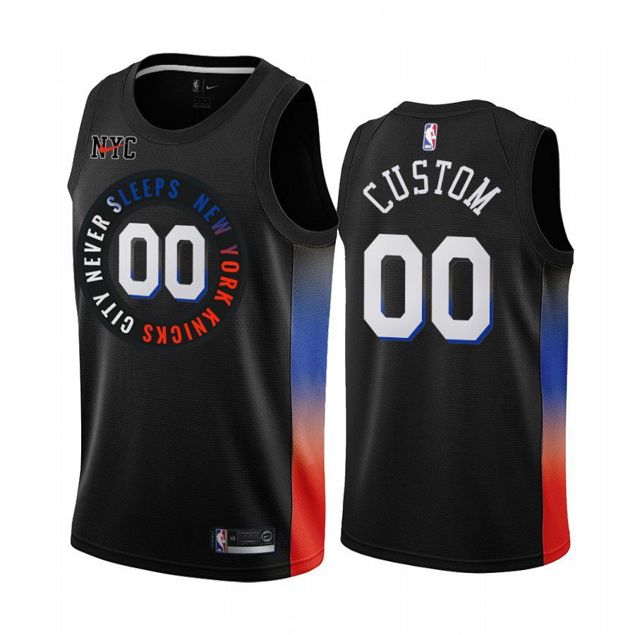 Men New York Knicks #00 custom black city edition 2020 nba jersey